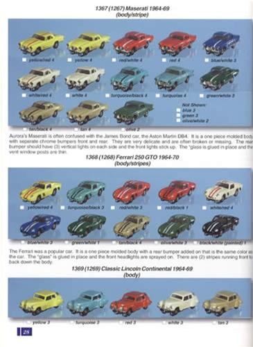 Complete Color Guide to Aurora HO Slot Cars Spiral AND Aurora