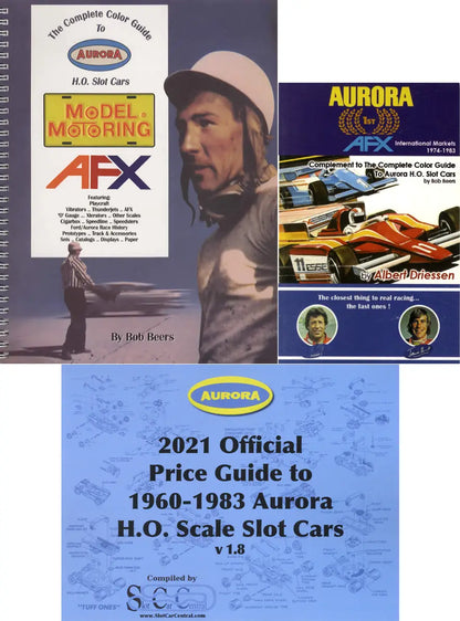 3 BOOK SET: Complete Color Guide to Aurora HO Slot Cars (Spiral bound) and 2021 Price Guide AND Aurora AFX International Markets 1974-1983